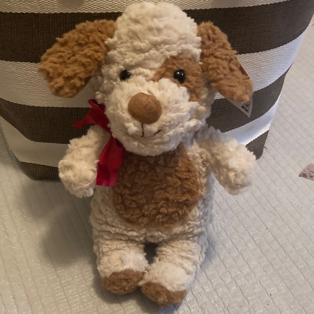 Holiday Time Plush Dog Toy with Red Accent